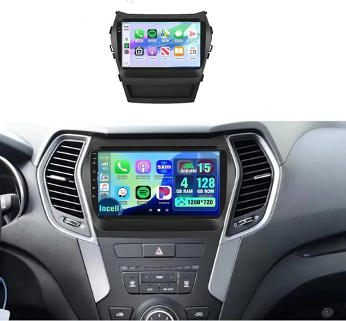 Vista 12 de [2G+64G] Android 15 Car Stereo para Hyundai Santa Fe 2013-2017 Carplay inalámbrico Android Auto, 9 pulgadas Pantalla táctil Radio Bluetooth