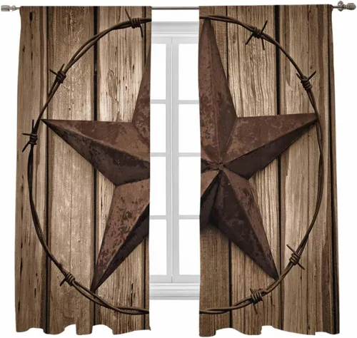 Vista 39 de Cortinas traslúcidas para camión rojo de Navidad de 45 pulgadas de largo, juego de 2 paneles de tablero de madera retro rústico con cuadros