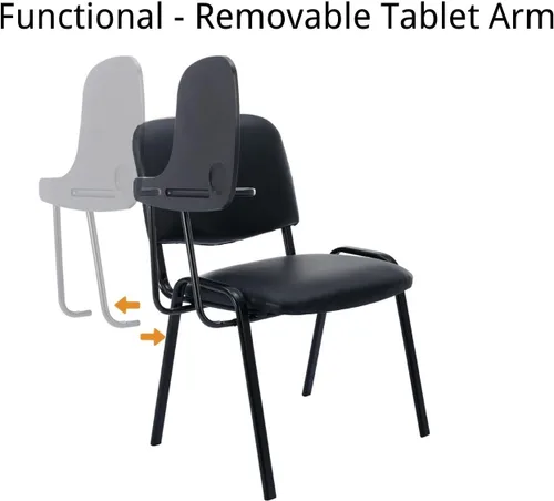 Vista 5 de Shunzhi Juego de 5 sillas de sala de espera apilables para sala de conferencias, silla de invitados con brazo para tableta para sala de descanso