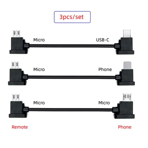 Vista 2 de xiwai 3 unids/set Tipo-C y Micro y 8P a Micro USB USB-C Cable de datos para Mavic Pro Platinum Park RC Accesorios