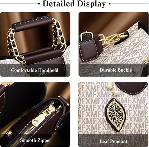 Vista 6 de Elegante bolso de mano para mujer, bolso cruzado de cuero sintético para mujer, bolso bandolera de moda con asa superior, bolso pequeño