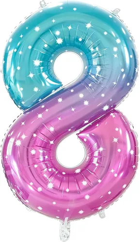 Vista 6 de Globos de números grandes de 40 pulgadas, globos del número 0 para decoraciones de fiesta de cumpleaños Número 0-espacio de color degradado