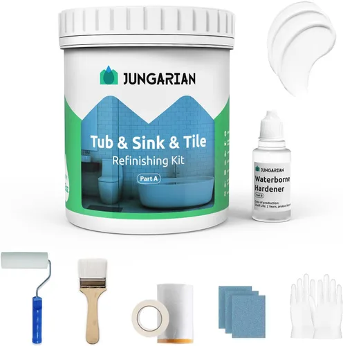 Vista 15 de Kit de reacabado de bañera y azulejos de 17.5 onzas con herramientas, pintura de bajo olor para baño, fregadero, encimera, azulejos, pintura