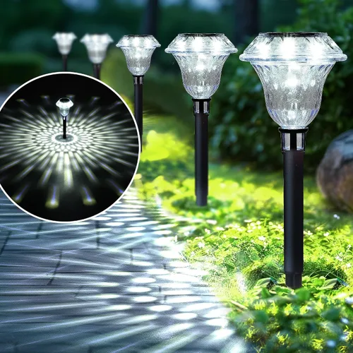Vista 10 de SOLPEX - Luces solares para caminos de jardín, decoración de luces solares para jardín, iluminación impermeable de paisaje alimentada por energía