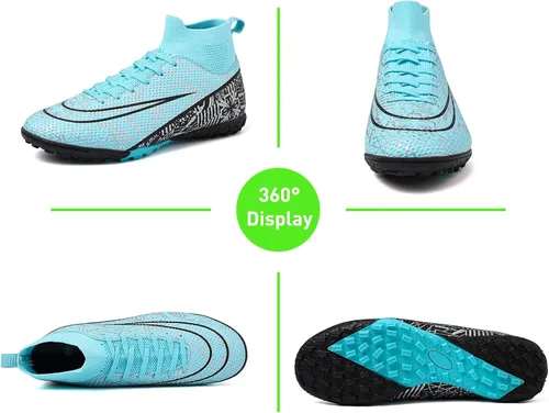 Vista 4 de RDGO Tacos de fútbol para hombre y mujer, zapatos de fútbol para interiores y exteriores