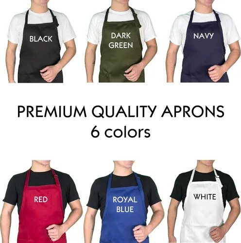Vista 2 de Delantal de chef personalizado, delantal de cocina bordado personalizado para hombres y mujeres, delantal ajustable con 2 bolsillos para cocinar