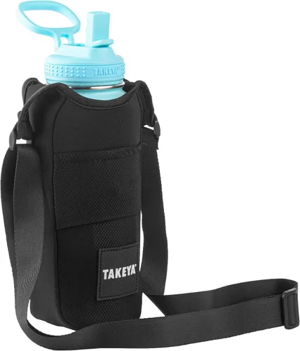 Vista 2 de Takeya Hydrotex - Bolsa para botella de fácil agarre, con correa y bolsillos, bolsa para botellas de 32 y 40 onzas, ideal para canchas de pickleball