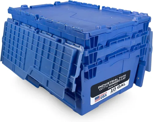 Vista 15 de IDL Packaging Bolsa de plástico industrial de 10 galones con tapas con bisagras, color azul, paquete de 1 – Contenedor grande resistente de 22
