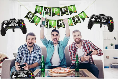 Vista 5 de Gejoy Paquete de 16 globos de fiesta de videojuegos, 23.6 x 15.7 pulgadas, globo de papel de aluminio para juegos y decoración de fiestas