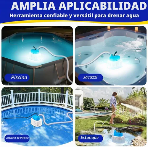 Vista 7 de Bomba de cubierta de piscina con luces, bomba de sumidero sobre el suelo sumergible-azul claro