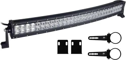 Vista 11 de SuperATV Barra de luz combinada LED curvada de 30 pulgadas, incluye interruptor basculante y arnés de cableado, kit de soporte de perfil bajo