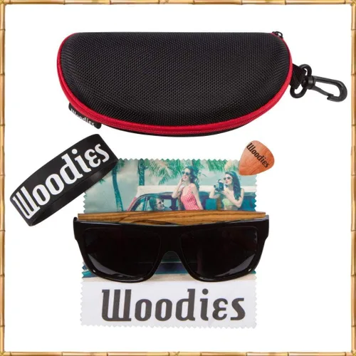 Vista 3 de Woodies, lentes de sol de madera, con lentes polarizados, estilo aviador