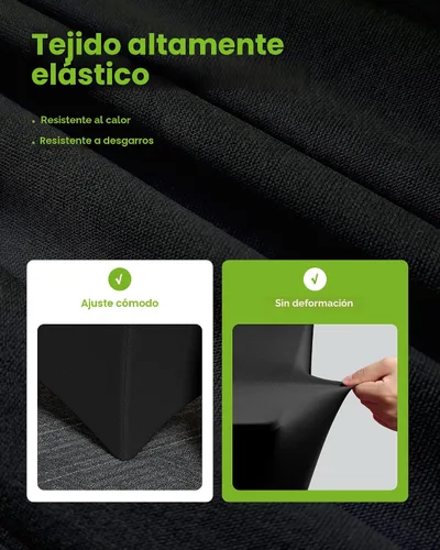 Vista 3 de Pureegg - Juego de 2 manteles de elastano ajustables de 1,2 m para mesas rectangulares, mantel elástico y sin arrugas para mesa de masajes, fiestas