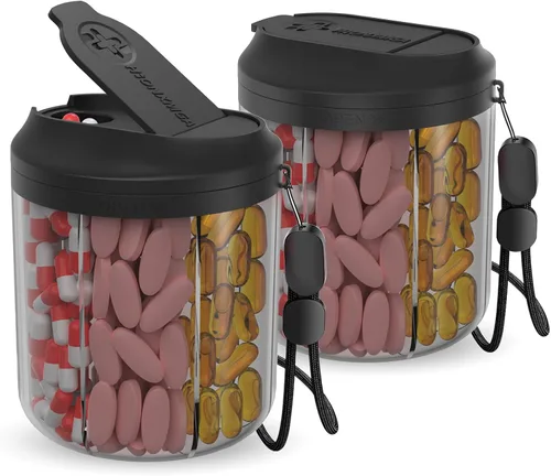 Vista 8 de Hionxmga Dispensador de pastillas con 7 compartimentos grandes, organizador de botellas de píldoras de 4.4 pulgadas de alto x 3.6 pulgadas