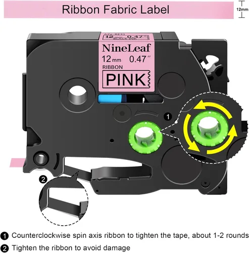 Vista 2 de NineLeaf Compatible con Brother P-Touch Embellish TZe-RE31 TZeRE31 TZ-RE31 TZRE31 TZRE31 TZRE31 0.472 in 0.47 Negro sobre Rosa Cinta de Satén