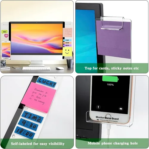 Vista 4 de Accesorios de escritorio de oficina, monitor de computadora, tablero de notas, tablero de mensajes multifunción, soporte para notas adhesivas
