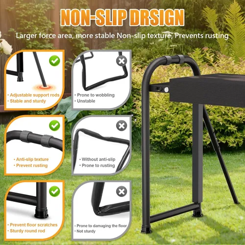 Vista 4 de seasky Rodillero y asiento plegable para jardín, banco de jardinería antivuelco, almohadilla gruesa y suave, taburete de jardinería resistente