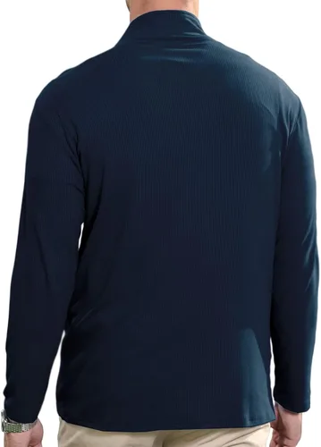 Vista 3 de PICKLION Men Long Sleeve Sweatshirts Stand Collar Vertical Striped Quarter Zip Thermal Pullover Sweaters