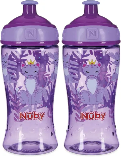 Vista 8 de Nuby Impreso Kids Pop Up Sipper Botella de agua - 12 oz Montañas Aqua
