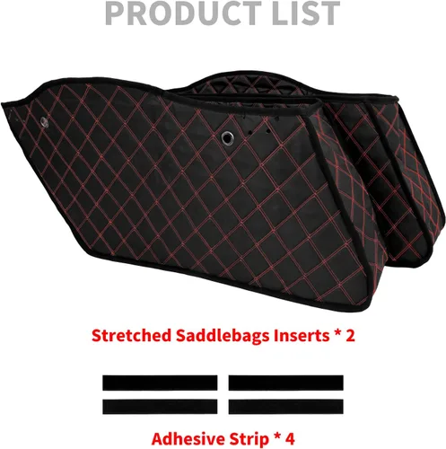 Vista 8 de Forros Elásticos para Alforjas Insertos Compatibles con Harley Extended Bag Touring Electra Street Glide Road King 1993-2013 (Hilo Rojo) Hard