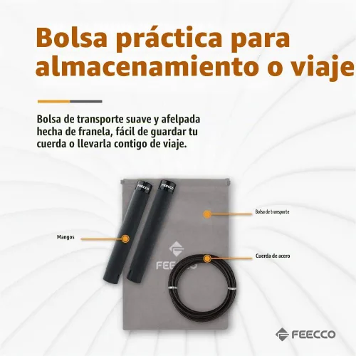 Vista 6 de FEECCO - Cuerda de saltar con peso de 1/2 libra para boxeo, cardio, entrenamiento de crossfit, rango de 8 a 11 pies, cuerda de acero de longitud