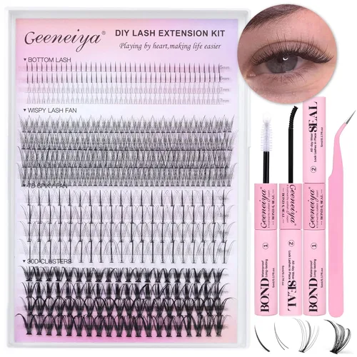 Vista 26 de Extensiones de pestañas en racimo con banda transparente, pestañas cortas y onduladas C, extensiones de pestañas naturales en racimo, pestañas