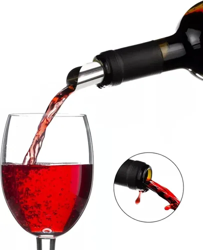 Vista 5 de 20 unidades de plata vino vertedor licor parar discos de papel de aluminio vino whisky vertedor delgado reutilizable