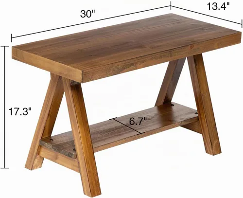 Vista 2 de Wnutrees 30" Farmhouse Solid Wood Bench, Rustic Indoor Storage Bench