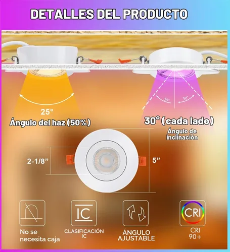 Vista 5 de CLOUDY BAY Luz empotrable LED inteligente de 4 pulgadas, iluminación empotrada que cambia de color, compatible con Alexa y Google Home Assistant