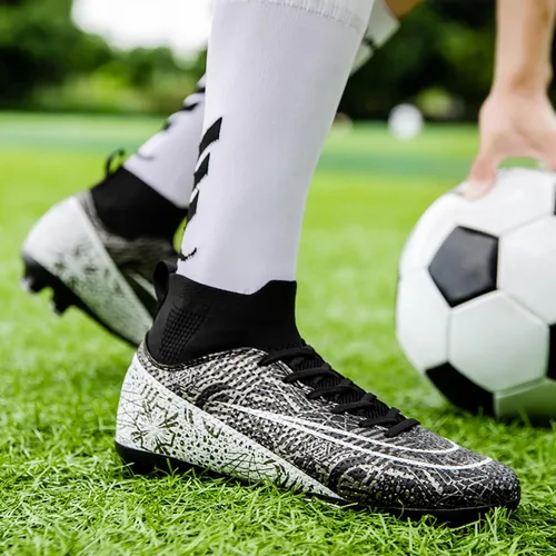 Vista 8 de Zapatos de fútbol para hombre, tacos de fútbol altos, con cordones, antideslizantes, para exteriores, AGFG, béisbol, lacrosse, rugby, botas