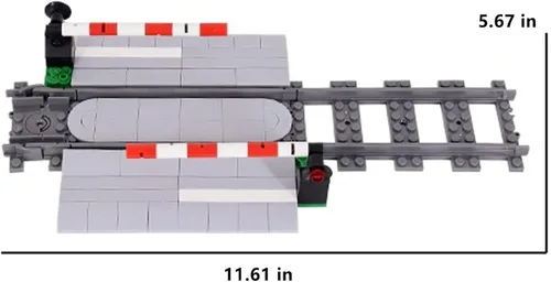 Vista 2 de Juego de Bloques de Construcción de Vías de Tren 01, Vías de Tren de la Ciudad, Bloques de Construcción de Paso a Nivel de Ferrocarril con Señal