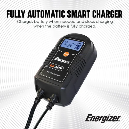 Vista 6 de ENERGIZER Cargador automático de 4 amperios, 6 V/12 V, mantenedor de batería inteligente de 9 pasos, cargador de goteo con pantalla LCD