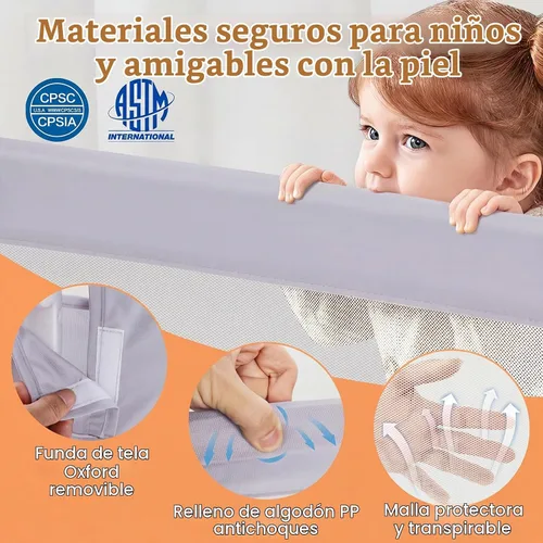 Vista 4 de BABY JOY - Barandillas de cama para niños pequeños, extralargas, protector de cama de seguridad abatible para cuna convertible, barandilla plegable