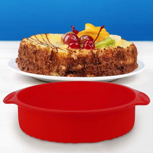Vista 7 de Omabeta CakeNon Stick Forma Redonda 11inch Cake Baking Pan Silicona Calor para Pastel de Capa (rojo)
