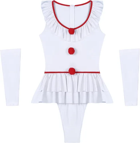 Vista 5 de IT Movie - Disfraz de cosplay de payaso sexy para mujer, disfraz de Halloween