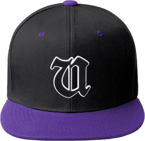 Vista 222 de Daxton Gorra clásica con visera de billete plano con letras del alfabeto inglés antiguo de la A a la Z