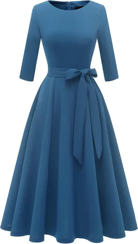 Vista 13 de DRESSTELLS Vestidos de cóctel para mujer, vestido vintage de boda para Negro