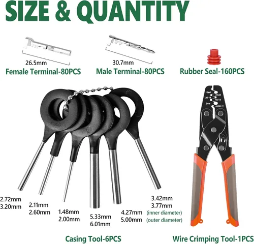 Vista 3 de 367 piezas 20 kits de conectores eléctricos automotrices impermeables 1/2/3/4/6 pines macho y hembra 22-14AWG arnés de cables conector de bujía