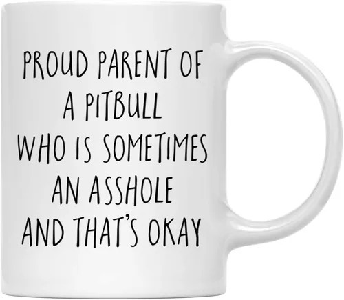 Vista 104 de Andaz Press Funny Dog - Taza de café de 11 onzas, regalo de broma, orgulloso padre de un afenpinscher que es a veces un gilipollas y eso está bien