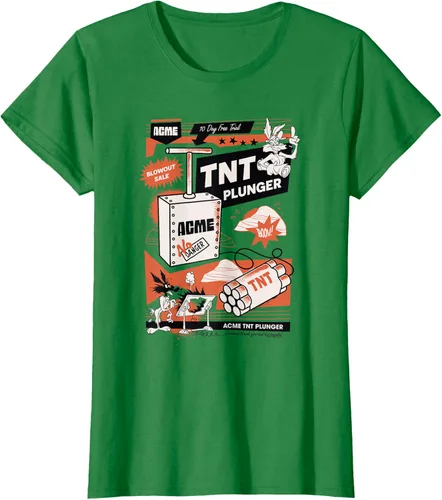 Vista 26 de Looney Tunes Wile E. Coyote - Camiseta de émbolo TNT, Blanco, S