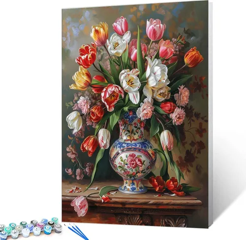 Vista 39 de Tucocoo Pintura de girasoles para ventana por números para adultos, kits de pintura al óleo digital sobre lienzo con pinceles y pigmento acrílico