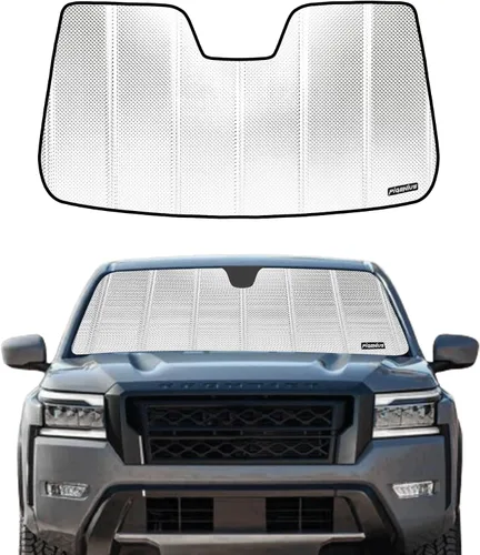 Vista 8 de Parasol para Parabrisas Pigenius para Nissan Frontier 2022-2025 - Protección para Ventana Delantera Gris