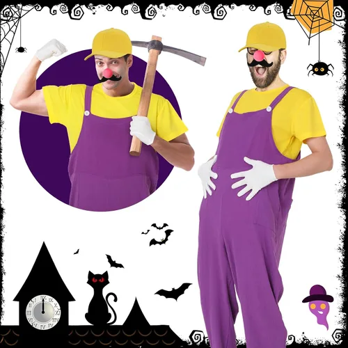 Vista 4 de Disfraz de fontanero malo para Halloween, 8 piezas, para adultos