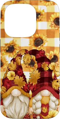 Vista 17 de iPhone 16 Autumn Fall Gnome Pumpkin Buffalo Plaid Pattern Sunflower Case