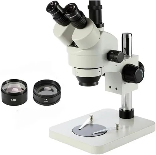 Vista 4 de Kit de accesorios para microscopio 3.5X-180X Trinocular Microscopio Aluminio Zoom Continuo Microscopio Juego de Microscopio Diapositivas