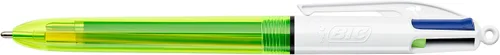 Vista 2 de BIC Bolígrafo Fluo de 4 colores negro, azul, rojo y amarillo fluorescente, 1 paquete