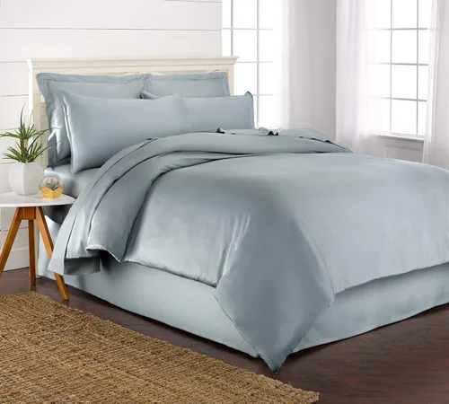 Vista 4 de Pure Bamboo - Juego de 2 piezas de funda de edredón para cama individual, 100% viscosa orgánica derivada del bambú, lujosamente suave y refrescante