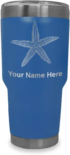 Vista 19 de LaserGram 20oz Vacuum Insulated Tumbler Mug, Starfish, Personalized Engraving Included (Black)