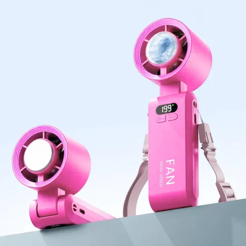 Vista 9 de Ventilador turbo portátil de mano con enfriador de hielo, velocidad (1-199) Ventilador personal recargable de 5500mAh
