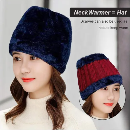 Vista 5 de Winter Knit Hat Scarf Neck Warmer Gloves Set for Women Knitting Hats Caps